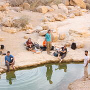 The crew having a break at Nahal Issaron water cistern